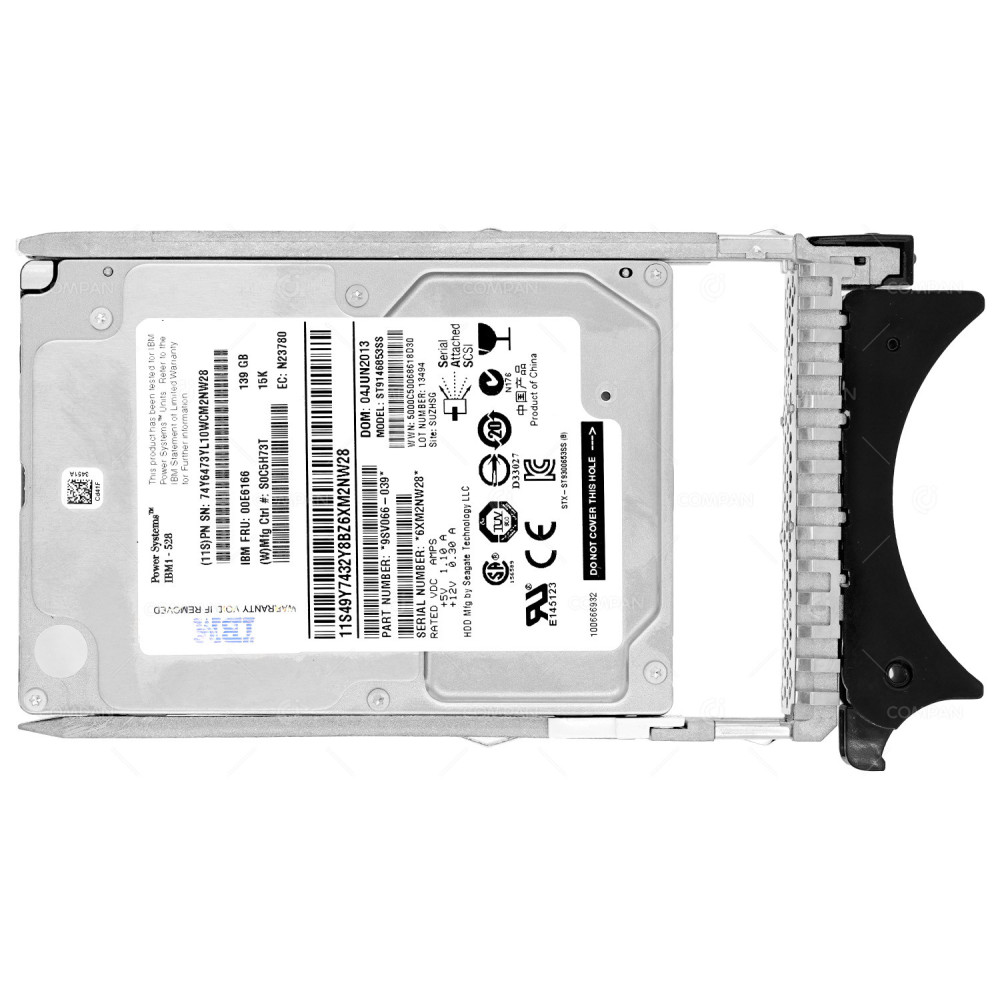 00E6166 IBM HDD 139GB 15K SAS 6G 2.5" SFF HOT-SWAP FOR POWER SERIES