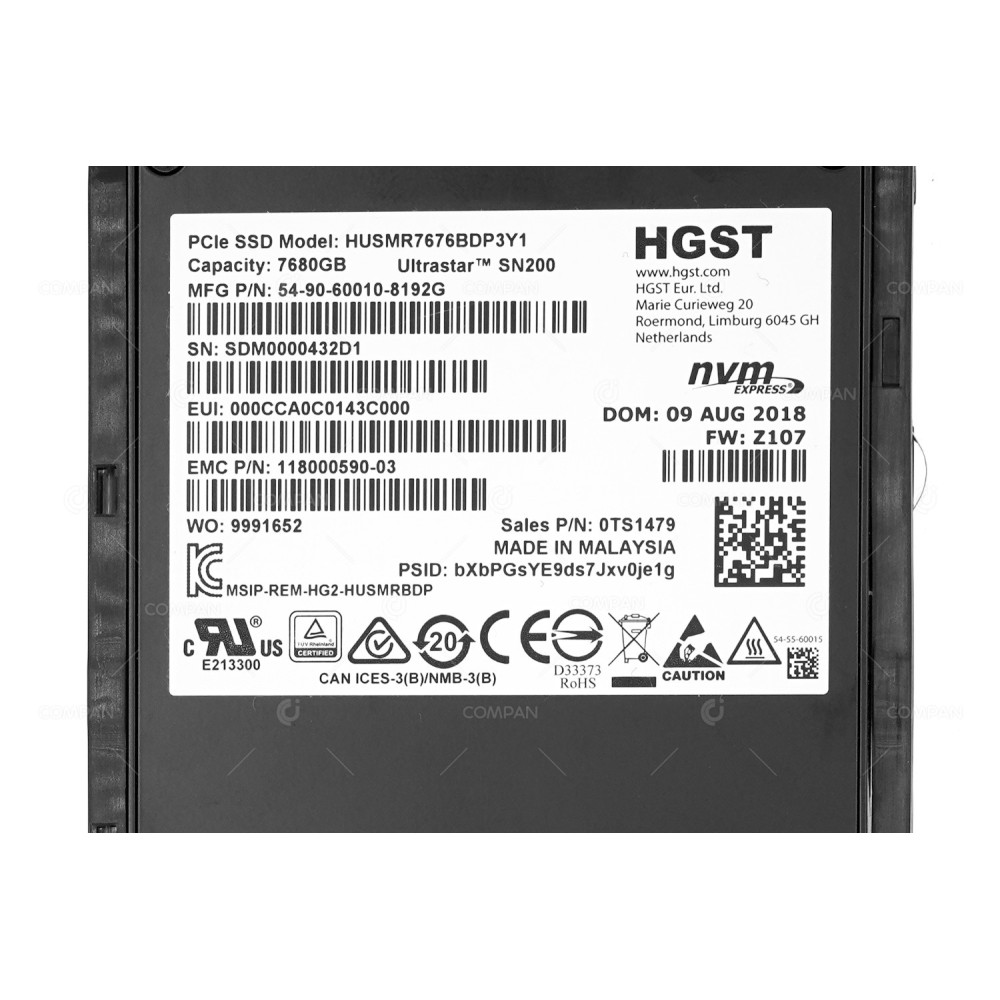 005052506  EMC NVME 7.68TB U.2 PCIE 2.5" SFF FOR EMC POWERMAX