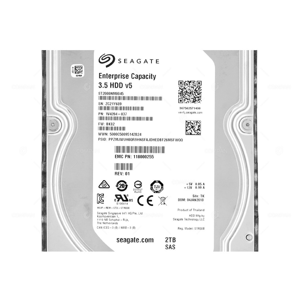 005032928 EMC HDD 2TB 7.2K SAS 6G 3.5" LFF FOR DATADOMAIN DD2200 DD2500