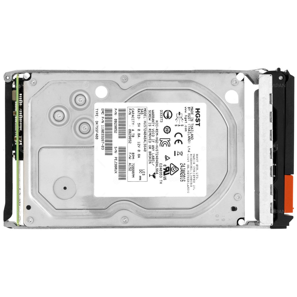 005051701 EMC HARD DRIVE 4TB 7.2K 6G 3.5 LFF SAS FOR DATA DOMAIN 3300 0B29852, 118033267-03, HUS724040ALS640