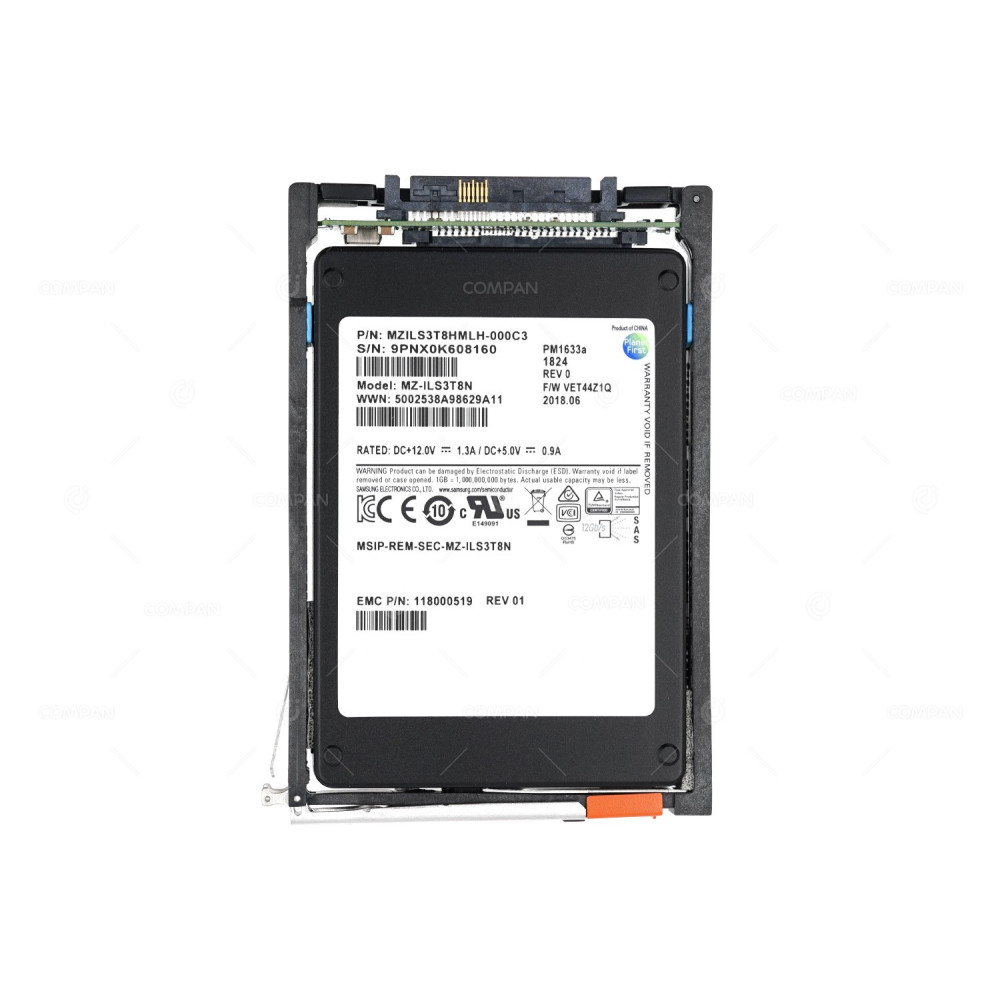 005052110 EMC 3.84TB 2.5 SFF TLC 12G SAS FLASH SSD FOR VMAX 118000519, PM1633A, MZIL3ST8HMLH-000C3, MZ-ILS3T8N