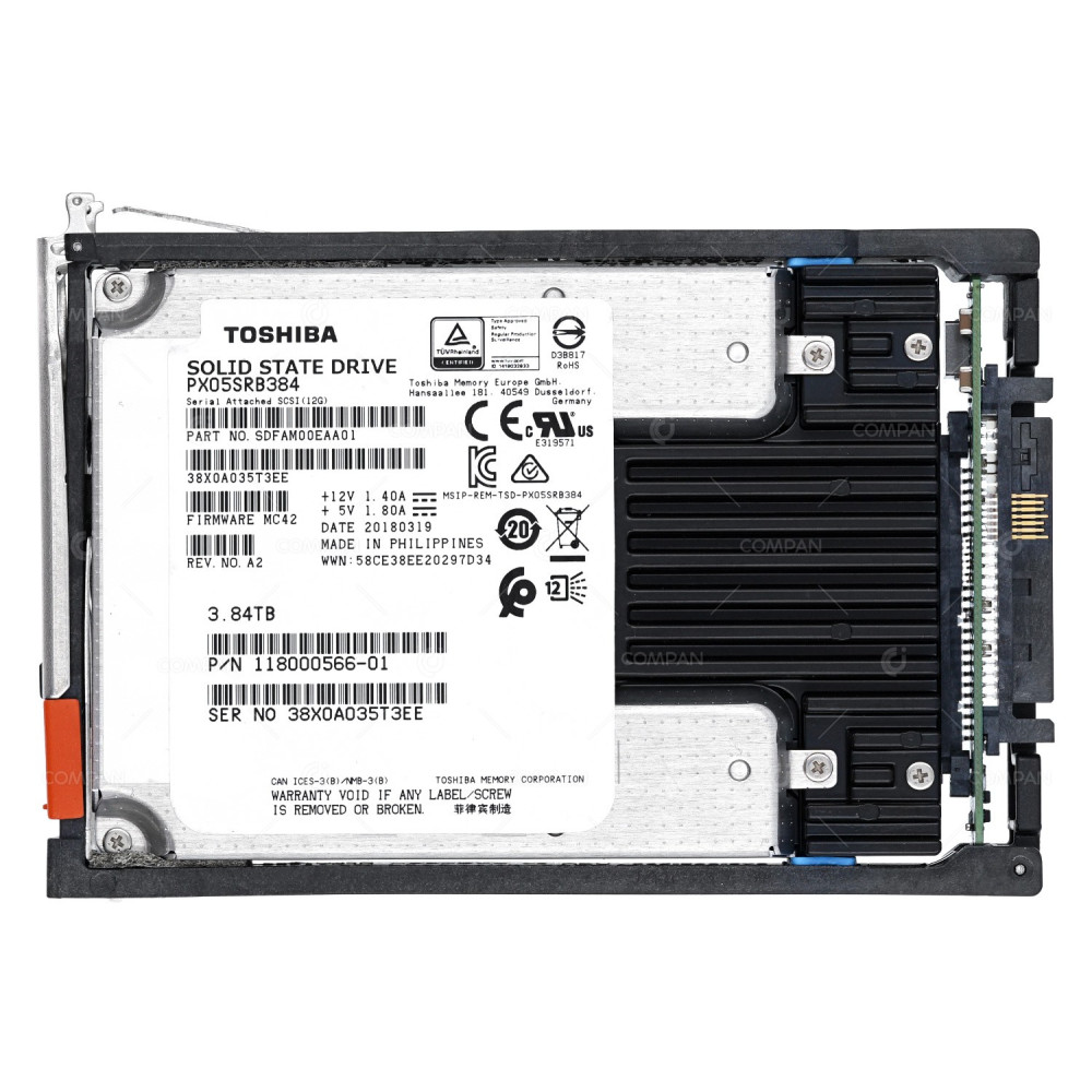 005052385 EMC 3.84TB 2.5 SFF MLC 12G SAS RI FLASH SSD FOR VMAX 118000566-01, PX05SRB384, SDFAM00EAA01,