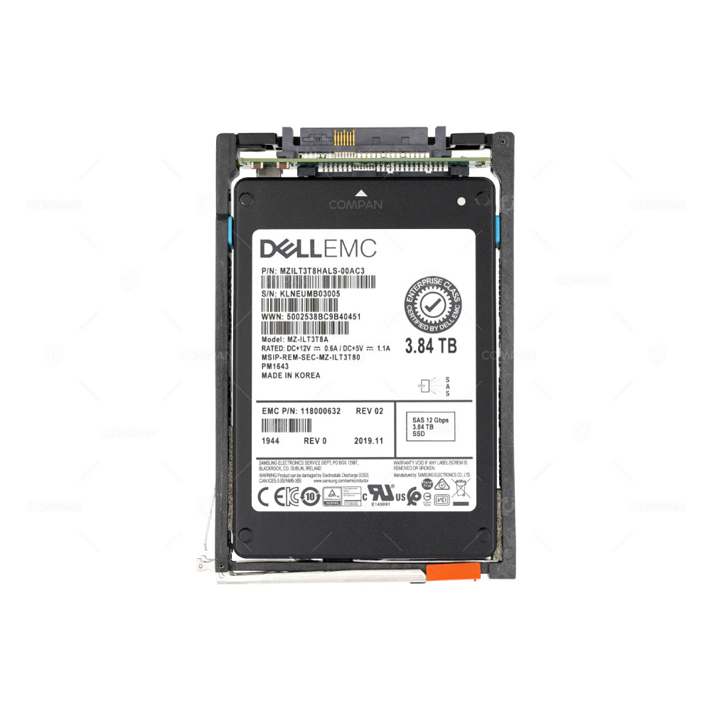 005052584 EMC 3.84TB 13G SAS 2.5 SFF SSD FOR UNITY DAE 118000632, MZ-ILT3T8A
