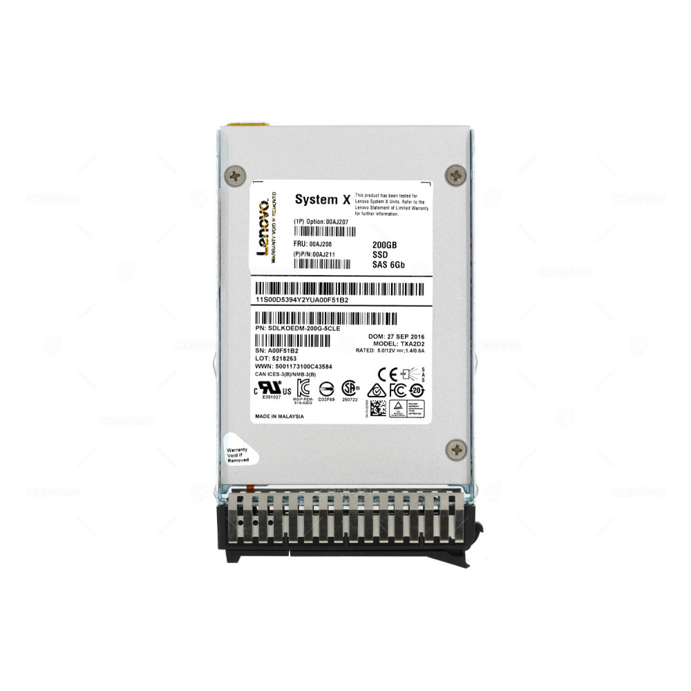 00AJ211 IBM 200GB 6GB SAS 2.5 SFF SSD M5 00AJ208, 00AJ207, 00D5394, TXA2D2