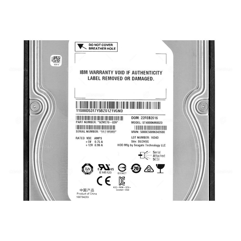 00AR144 IBM HDD 4TB 7.2K NL-SAS 6G 3.5" LFF HOT-SWAP FOR IBM STORWIZE V7000