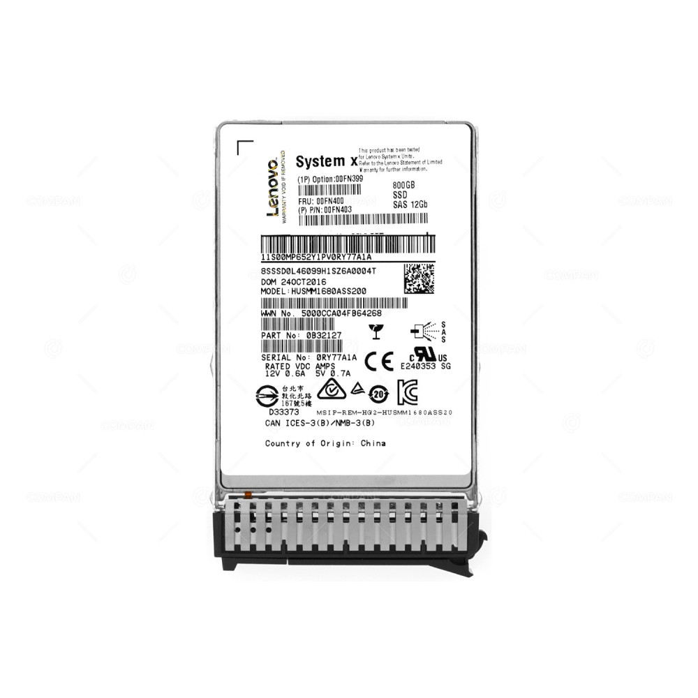 00FN400 IBM 800GB 12G SAS 2.5 SFF SSD M5 00FN403, 00FN399, HUMM1680ASS200
