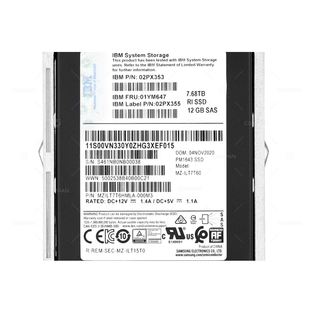 01YM647 IBM SSD 7.68TB SAS 12G 2.5" SFF