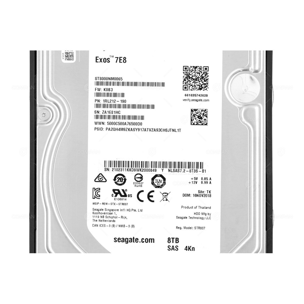 02350MQG HUAWEI 8TB 3.5 LFF 7.2K 12G NL SAS 4KN HARD DRIVE FOR OCEANSTOR 2200 V3 NLSAS-8T3S-A2, NLSAS7.2-8T3S-B1, ST8000NM0065