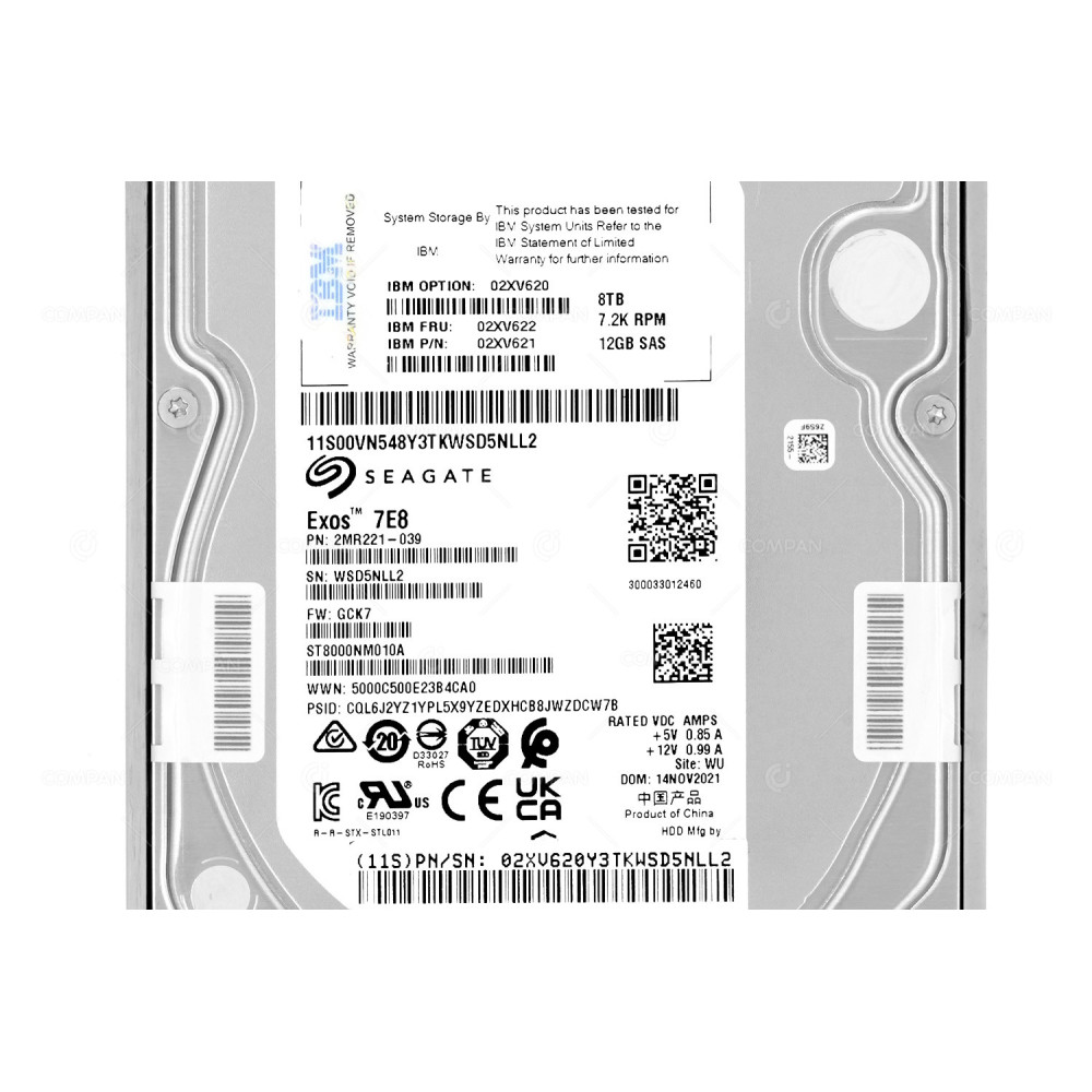02XV622 IBM HARD DRIVE 8TB 7.2K 12G SAS 3.5 LFF HOT-PLUG FOR TS7760 02XV621, 02XV620, ST8000NM010A