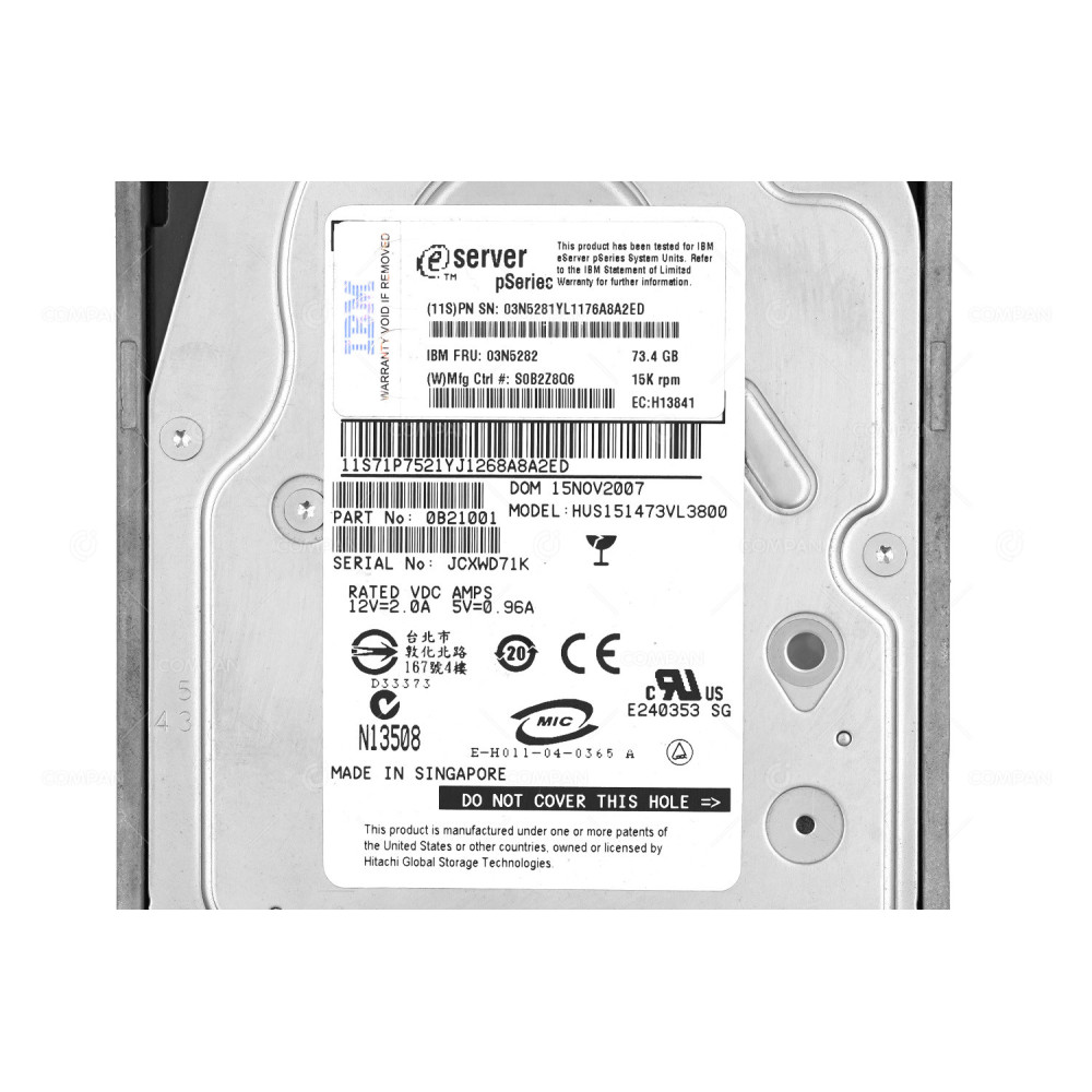 03N5282 IBM 73GB 15K HARD DRIVE ULTRA320 80 PIN SCSI -