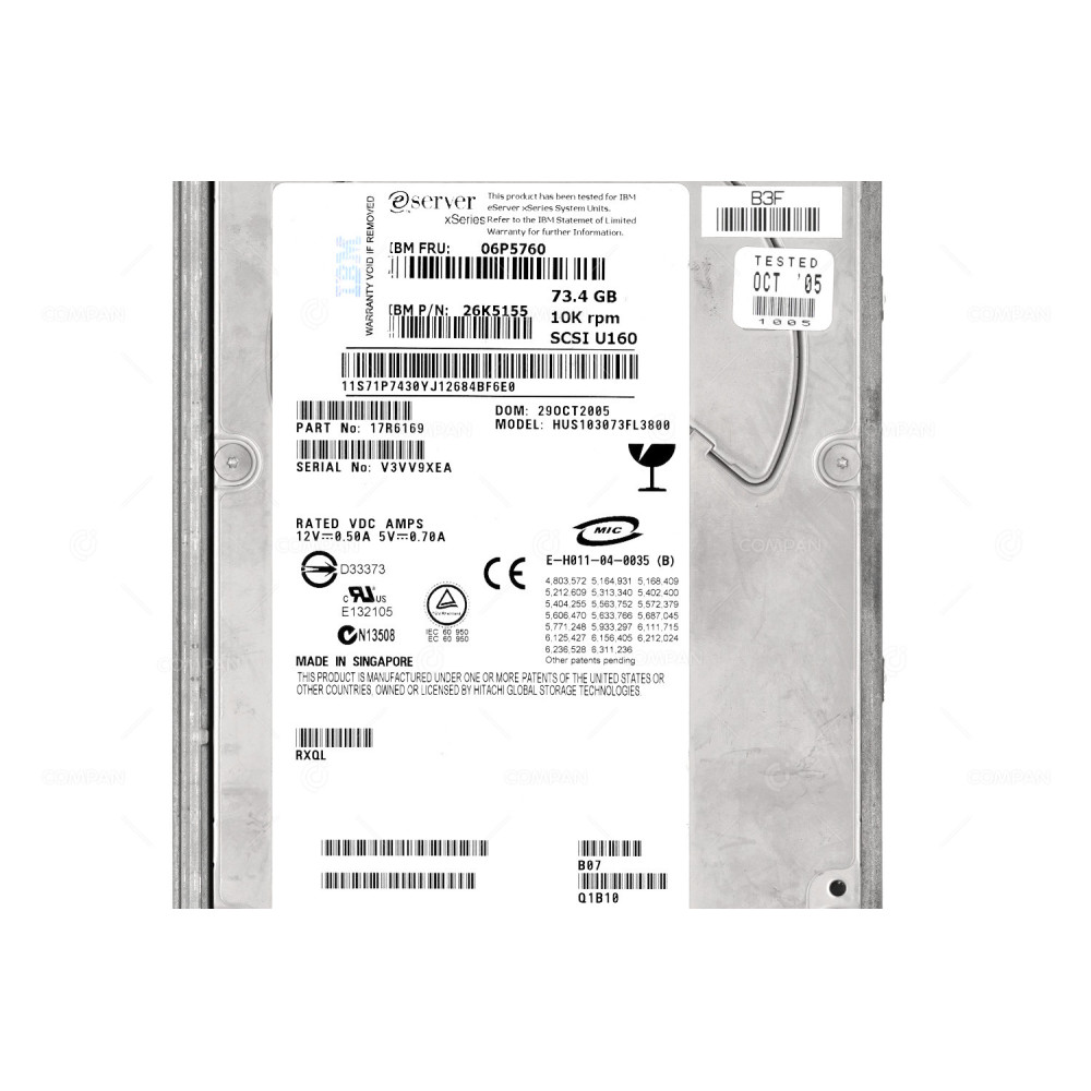 06P5760 IBM HDD 73.4GB 10K SCSI U160 3.5" LFF