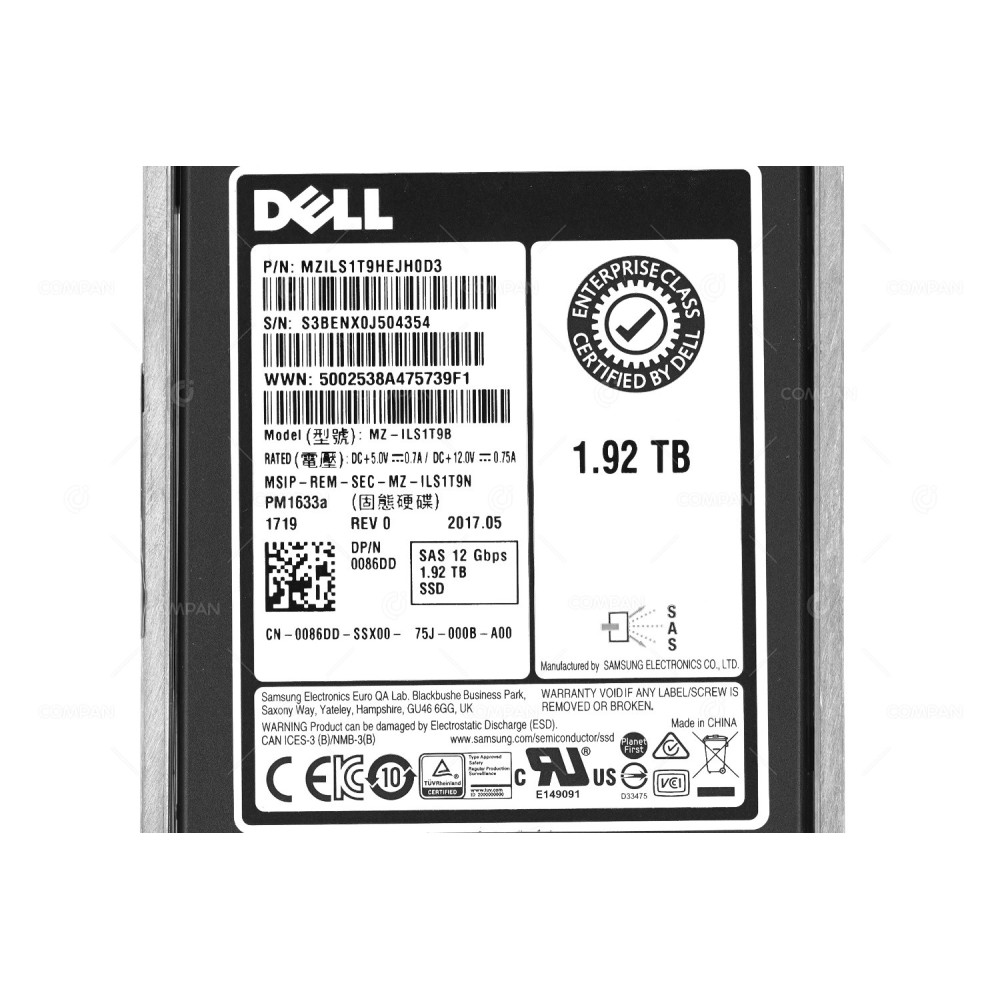 086DD DELL SSD 1.92TB SAS 12G 2.5" SFF