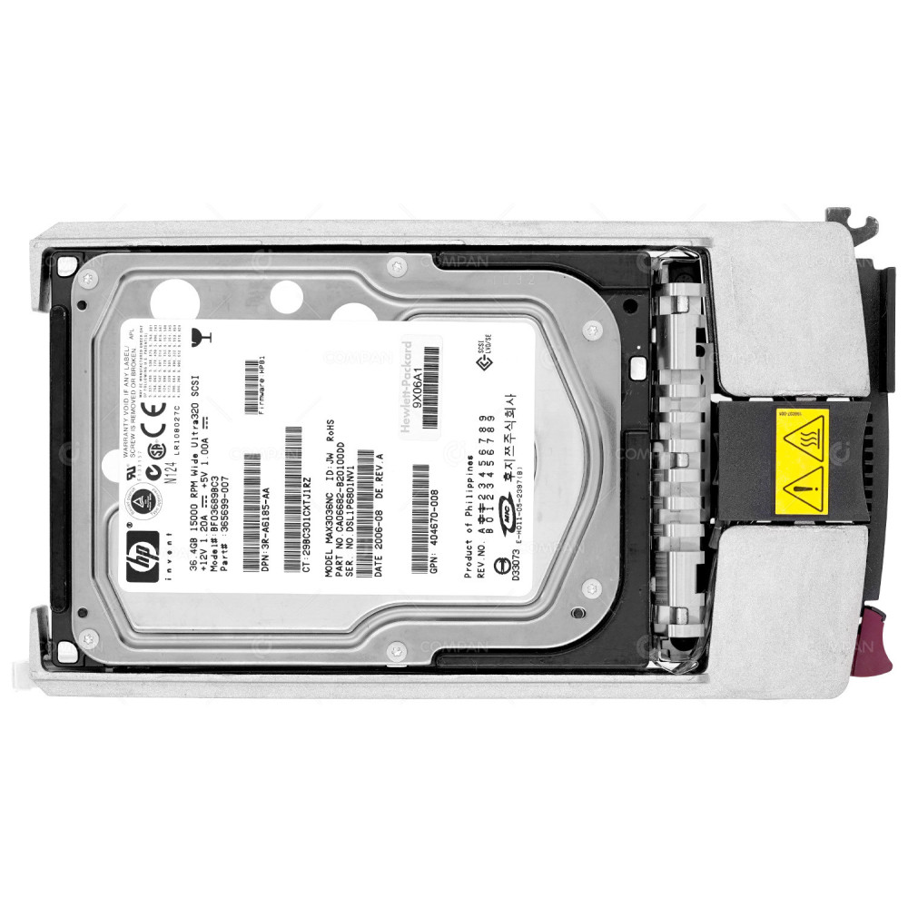 365699-007 HP HARD DRIVE 36.4GB 15K U320 SCSI 3.5 LFF HOT-SWAP 404670-008