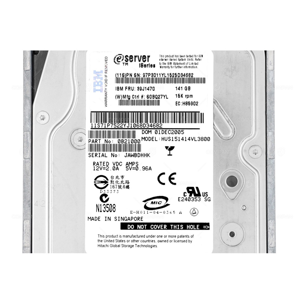 39J1470 IBM HDD 141GB 15K SCSI U320 3.5" LFF HOT-SWAP