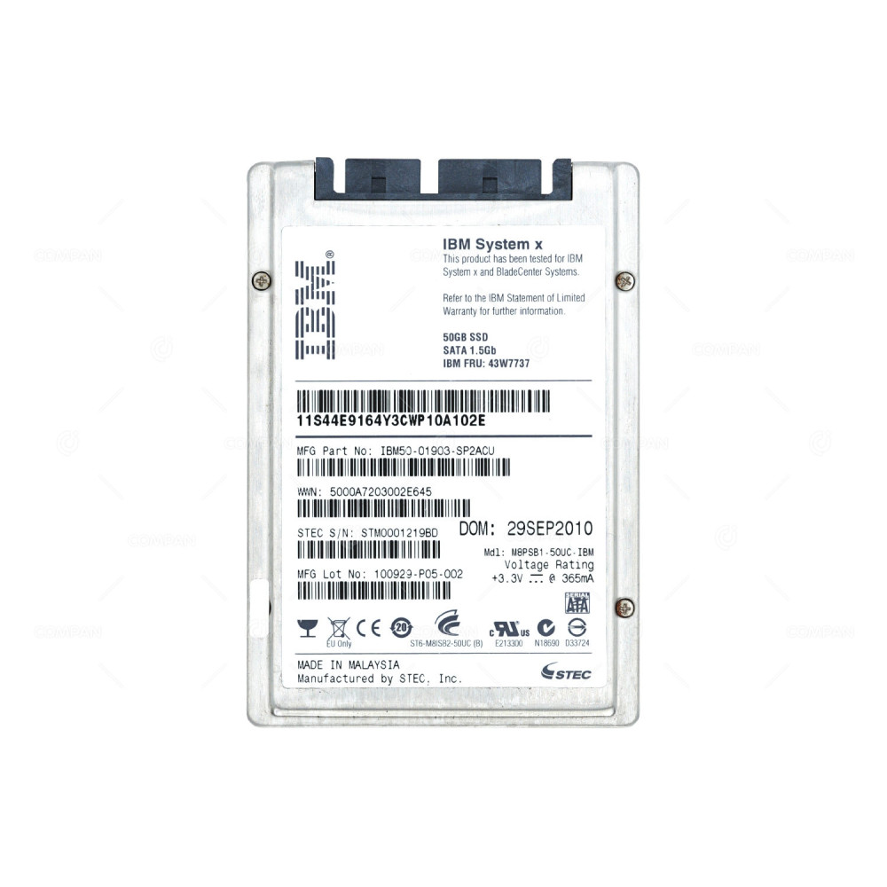 43W7737 IBM 50GB 1.5G SATA SSD 1.8 FOR HS23V 44E9164, M8PSB1-50UC-IBM, IBM50-01903-SP2ACU