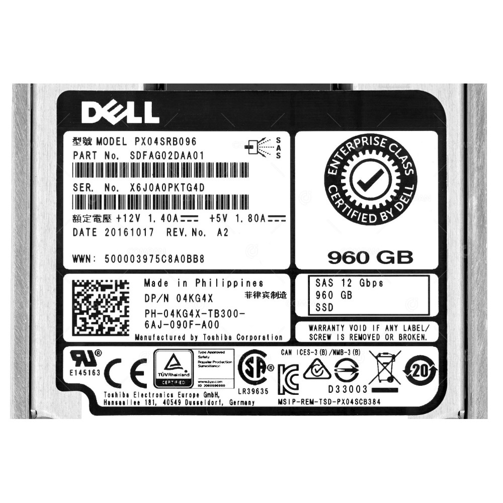4KG4X  DELL SSD 960GB SAS 12G 2.5" SFF
