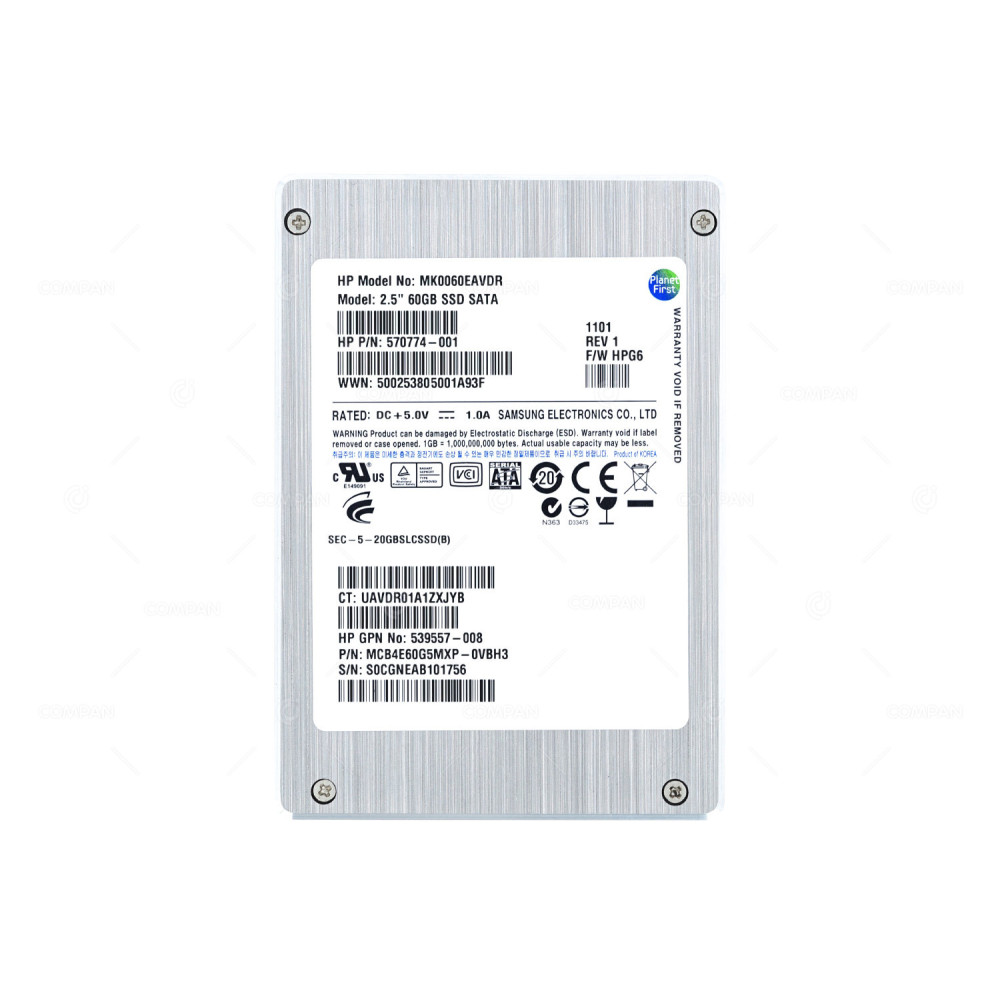 572254-001 HP 60GB 3G SATA SSD 2.5 SFF FOR BL490C G7 570774-001, 539557-008, 632740-001, MCB4E60G5MXP, MK0060EAVDR