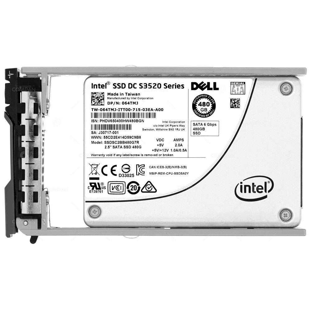 64TMJ DELL 480GB 6G SATA 2.5 SFF SSD G11 G12 G13 064TMJ, SSDSC2BB480G7R