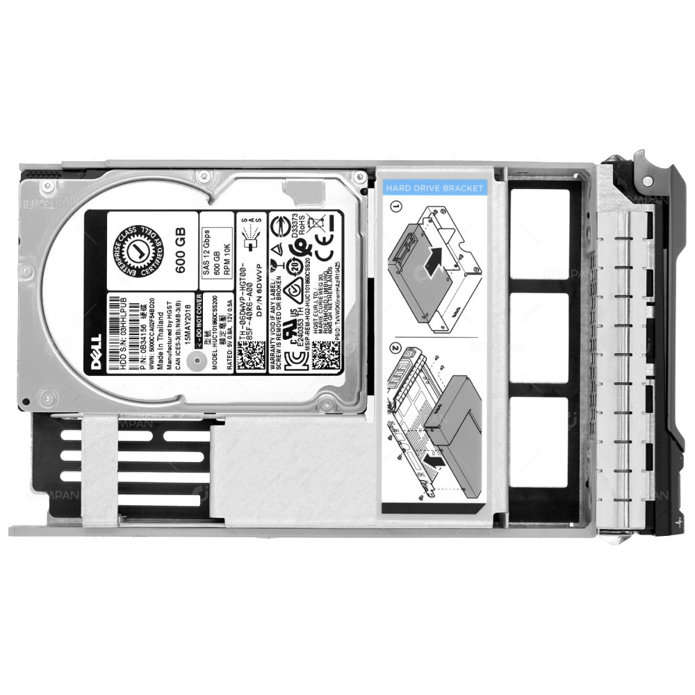 6DWVP LFF DELL 600GB 10K 12G 2.5 SFF IN 3.5 LFF SAS HARD DRIVE 06DWVP, 0B34156, HUC101860CSS200