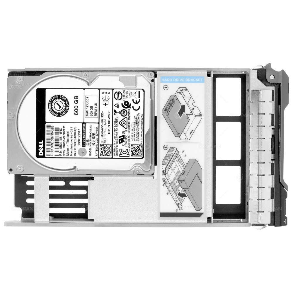 6WYDP DELL HARD DRIVE 600 GB 10K 6G SAS 2.5 SFF IN 3.5 LFF G11 G12 G13 06WYDP, HUC101860CSS200