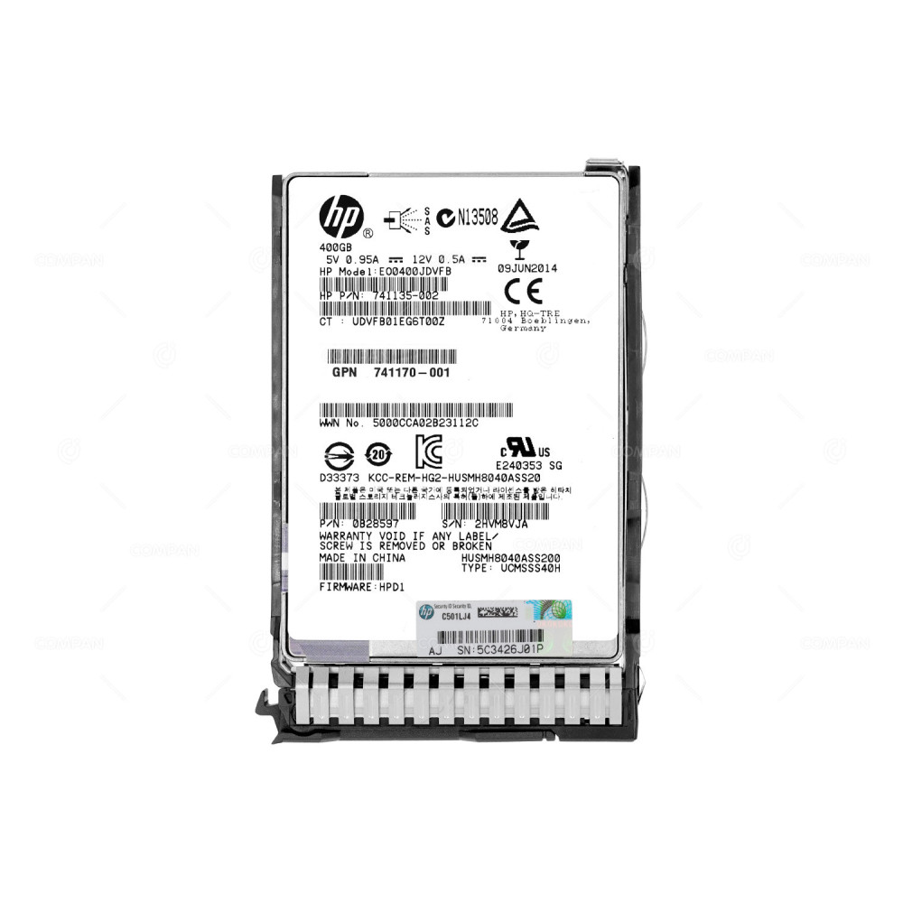 741232-001 HP 400GB 12G SAS 2.5 SFF SSD FOR G8 G9 G10 741135-002, 741170-001, HUSMH8040ASS200