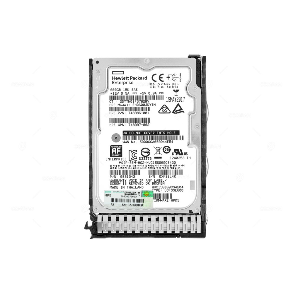 748435-001 HP 600GB 15K 12G SAS 2.5 SFF HOT PLUG SMARTDRIVE CARRIER HARD DRIVE 748386-001, 748397-002, HUC156060CS4204