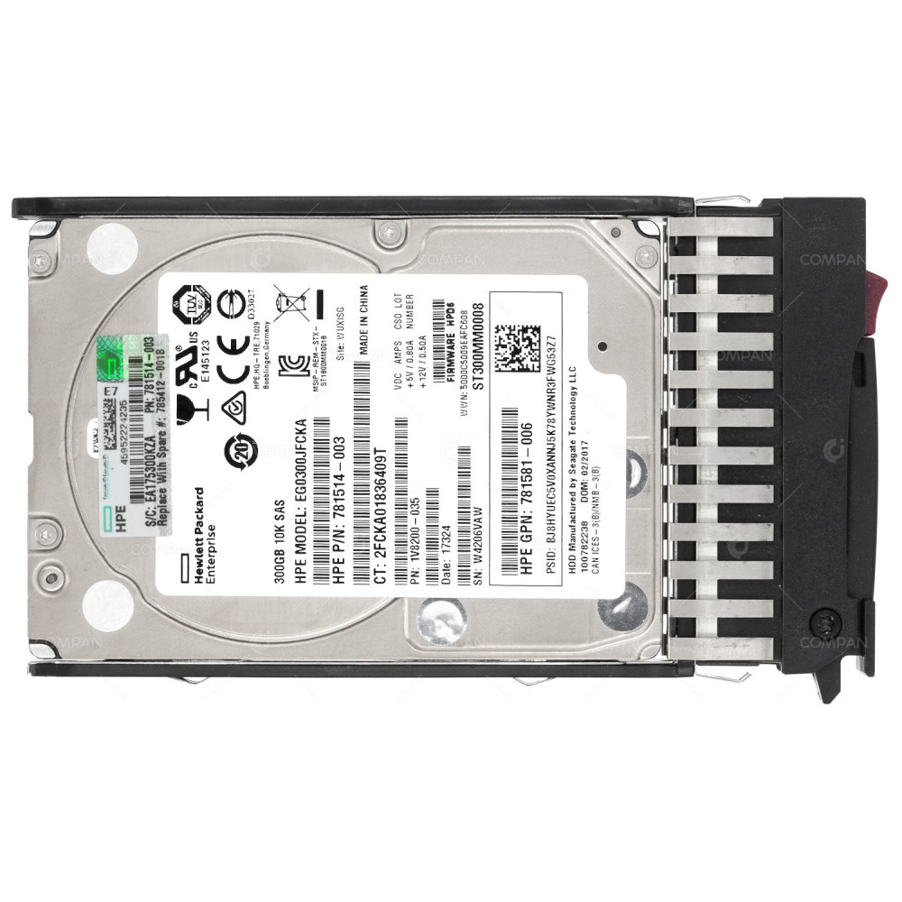 785412-001 HP HARD DRIVE 300GB 10K 6G SAS 2.5 SFF HOT-SWAP G5 G6 G7 781514-003, 781581-006, EG0300JFCKA, ST300MM0008