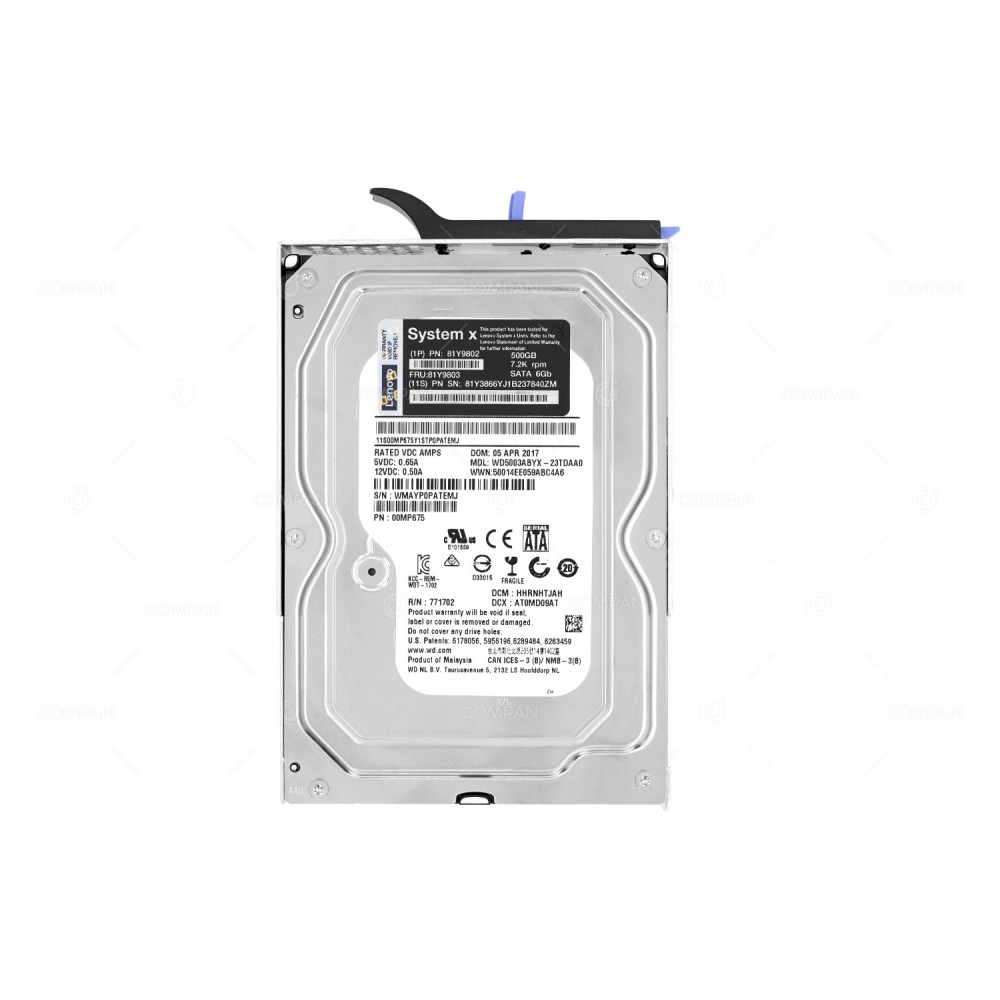 81Y9803 IBM HARD DRIVE 500GB 7.2K 3.5 6G SATA 81Y9802, 81Y3866