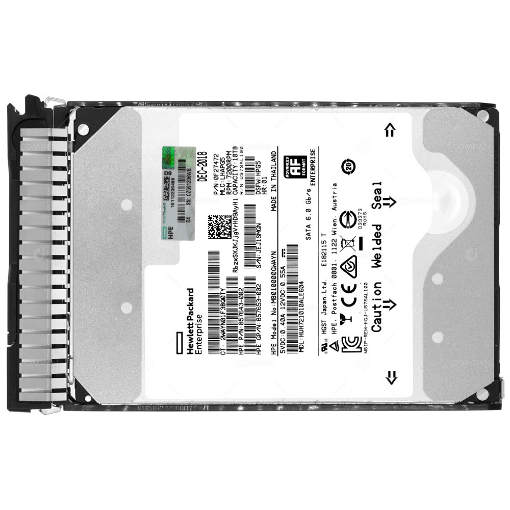 857967-001 HP HDD 10TB 7.2K SATA 6G 3.5" LFF FOR HPE PROLIANT G10