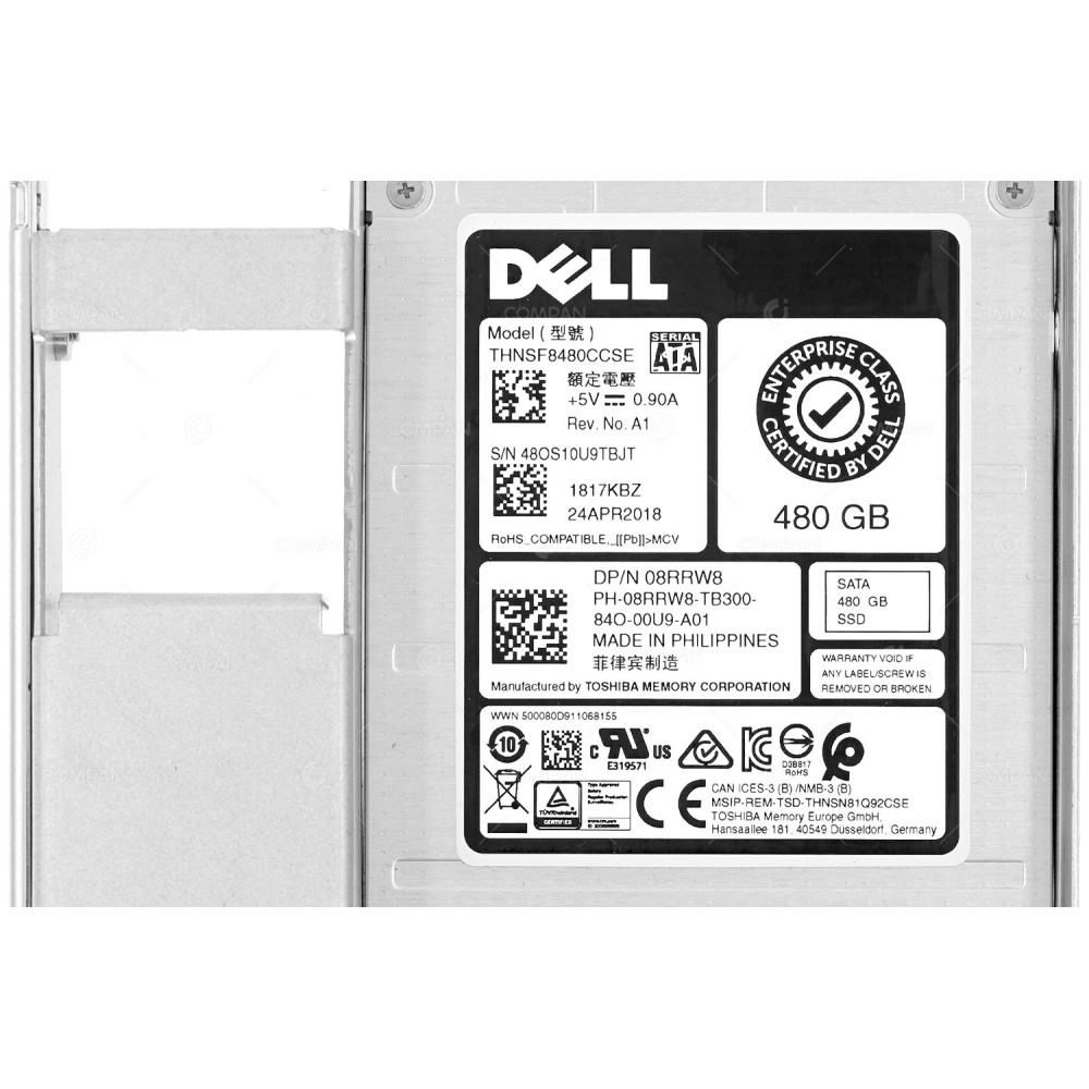 8RRW8 LFF G14 DELL 480GB 6G SATA 3.5 LFF SSD 08RRW8, HUS722T1TALA600