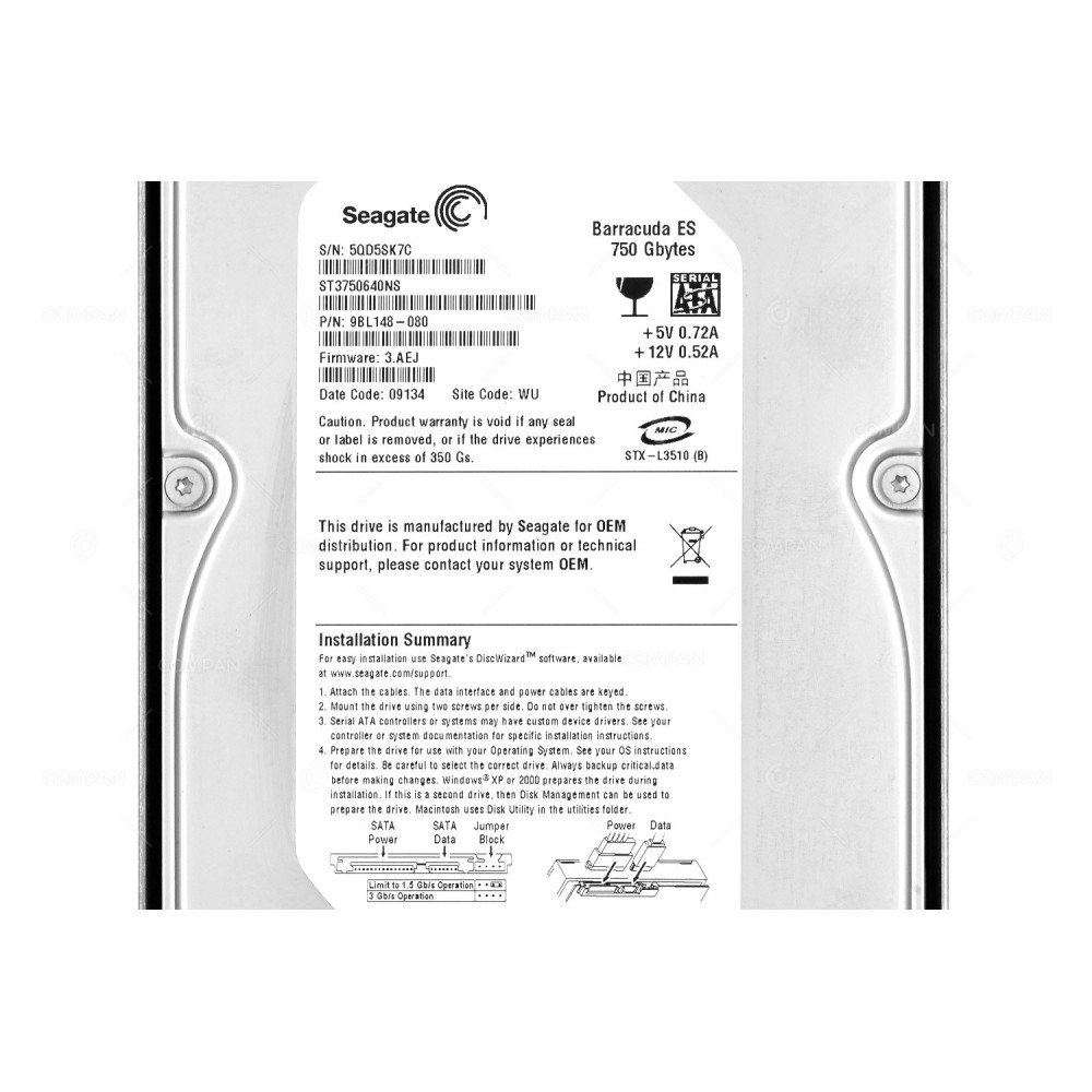 94559-02 DELL SSD 750GB SATA 3G 3.5" LFF HOT-SWAP FOR DELL EQUALLOGIC