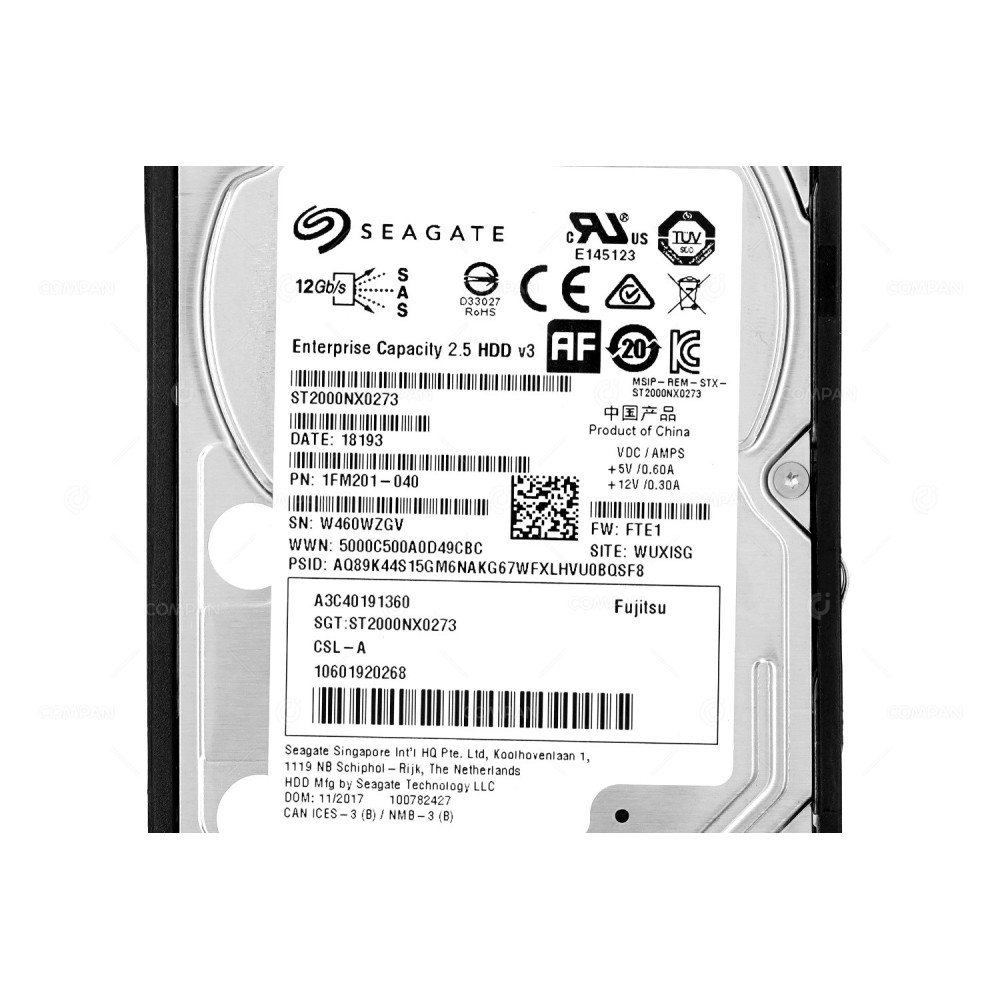A3C40191360 FUJITSU HDD 2TB 7.2K SAS 12G 2.5" SFF