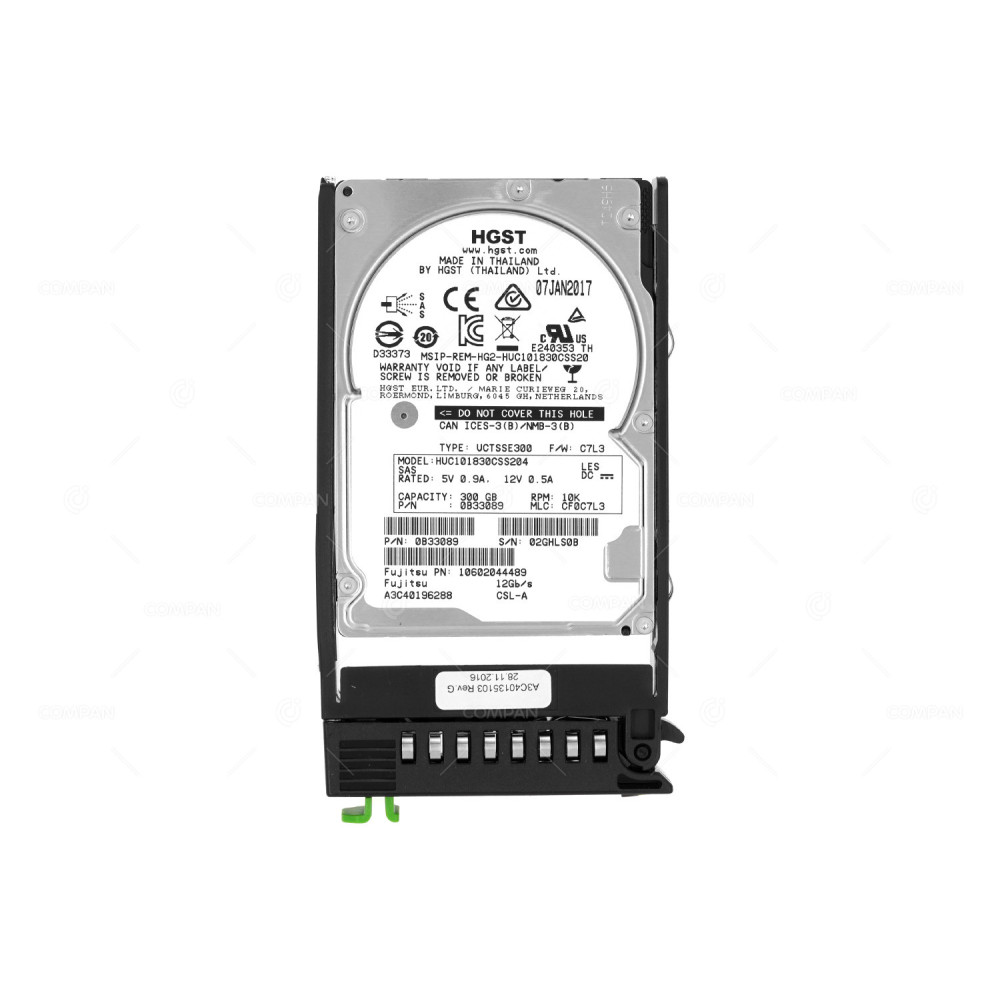 A3C40196288 FUJITSU HARD DRIVE 300GB 10K 12G SAS 2.5 SFF FOR RX2530 RX2540 M1, M2 1060204489, HUC101830CSS204