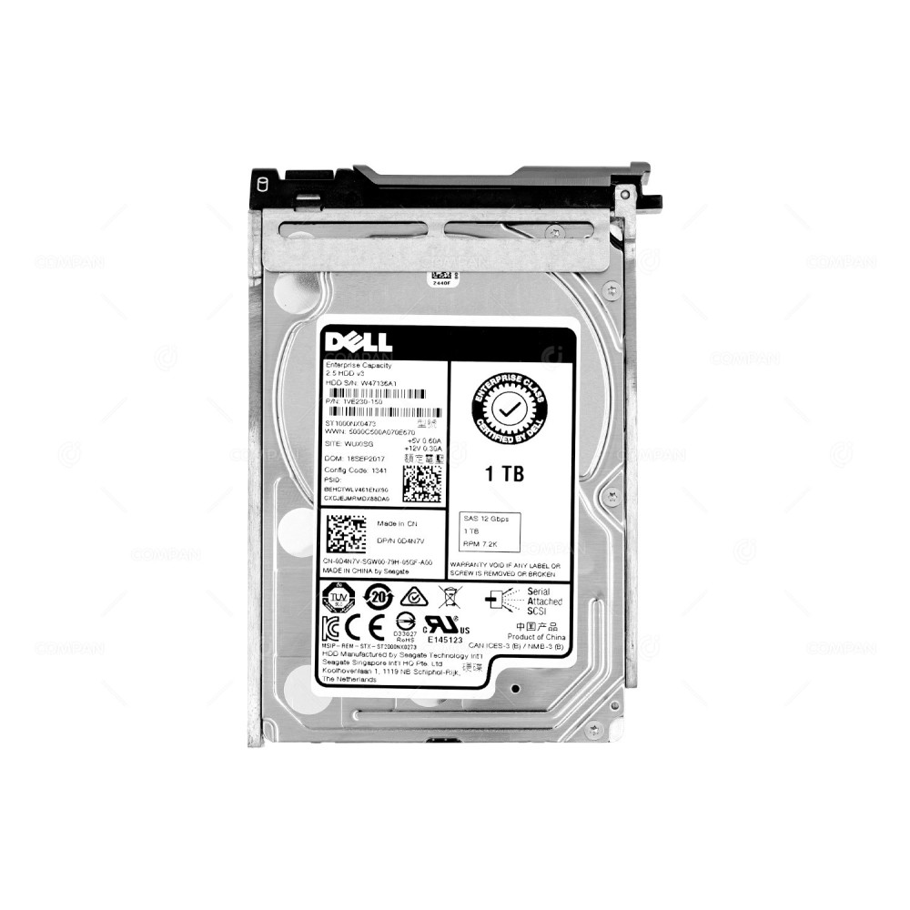 D4N7V VRTX DELL 1TB 7.2K 12G SAS HDD FOR VRTX FC630 0D4N7V, ST1000NX0473, 1VE230-150