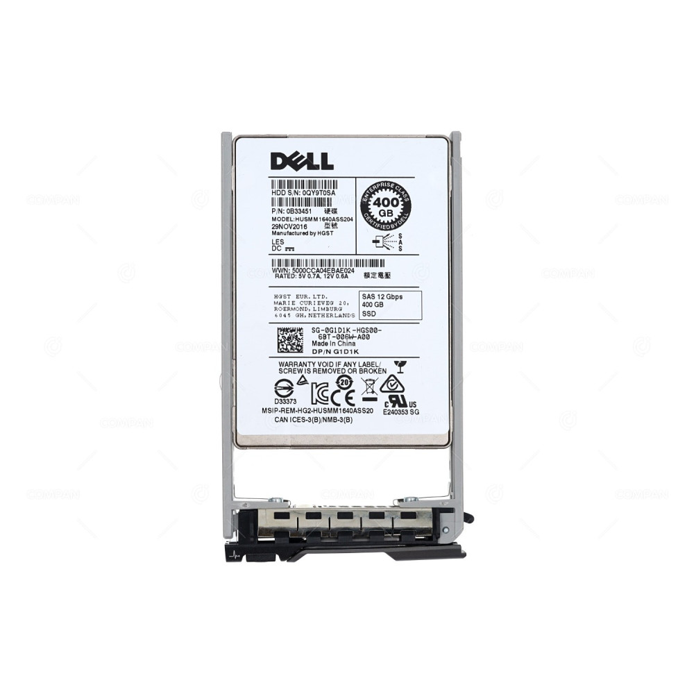 G1D1K DELL SSD 400GB FLASH 12G SAS 2.5 SFF G11-G13 0G1D1K, HUSMM1640ASS204