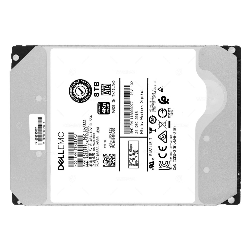 HUH721008ALN600 HITACHI HARD DRIVE 8TB 7.2K 6G SATA 256MB CACHE 3.5 LFF 0F27510, US7SAL080