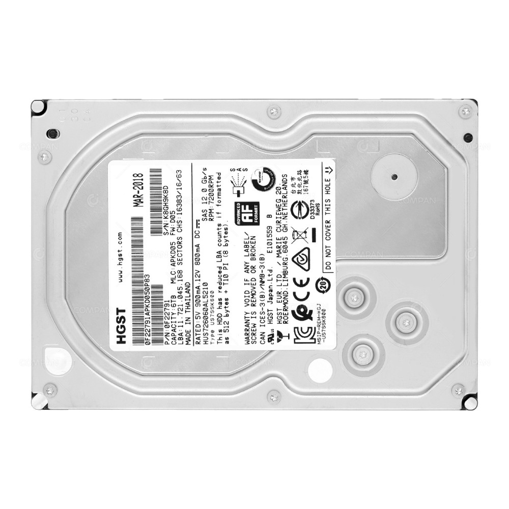 HUS726060AL5210 HARD DRIVE HGST 6TB 3,5” 7,2K SAS F22791, HUS726060AL5210