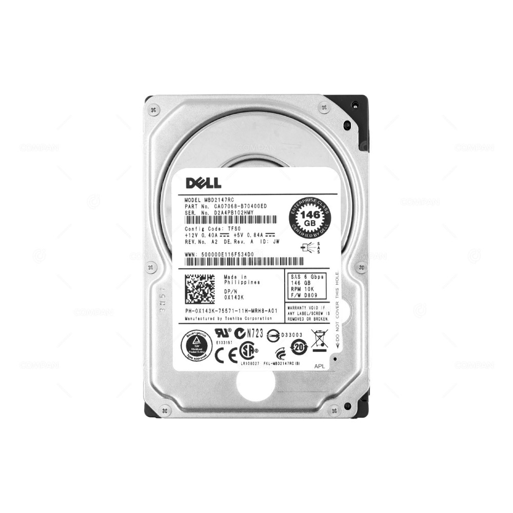 MBD2147RC TOSHIBA 146GB 10K SAS 6G 2,5" SFF HARD DRIVE 0X143K, CA07068-B70400ED, PH0X143K7557111HMRKKA01