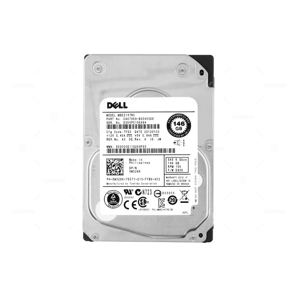 MBE2147RC DELL 146GB 15K 6G SAS 2,5" SFF HARD DRIVE CA07069-B20400DE, 0W328K