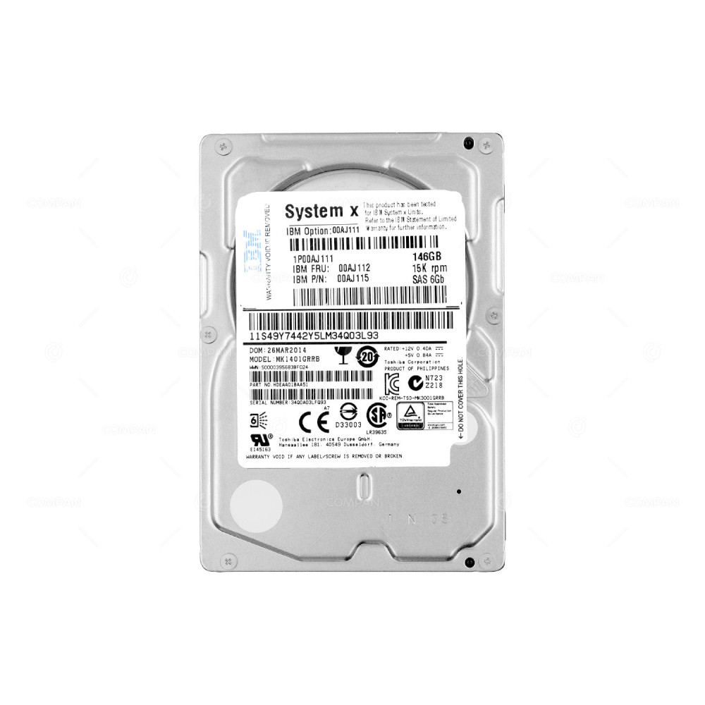 MK1401GRRB HARD DRIVE TOSHIBA 146GB 15K 2,5 SAS 6GB HDEAA01BAA51