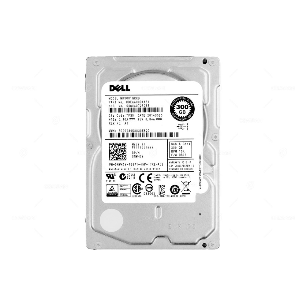 MK3001GRRB DELL 300GB 15K 6G SAS 2,5" SFF HARD DRIVE HDEAA00DAA51, 0NWH7V