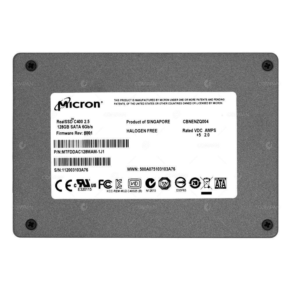 MTFDDAC128MAM-1J1 MICRON 128GB MLC SATA 6G 2.5 SFF SSD CD400, CBNENZQ004