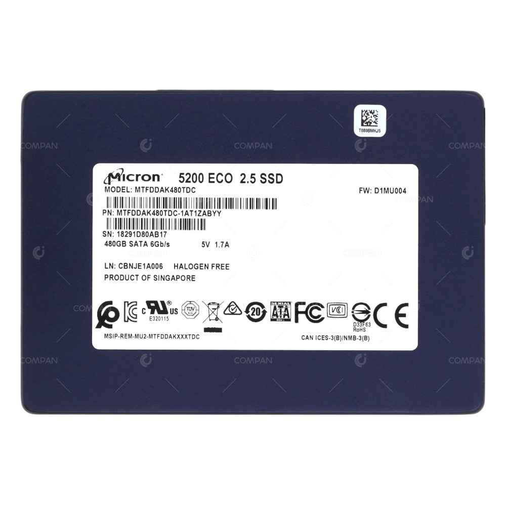 MTFDDAK480TDC MICRON 480GB 6GB 5200 ECO SATA 2.5 SFF SSD CBNJE1A006