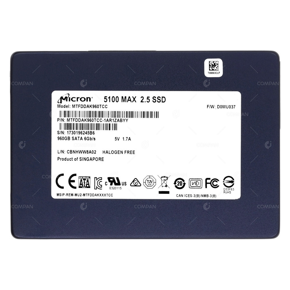 MTFDDAK960TCC MICRON 960GB 6G SATA 2.5 SFF 5100 MAX SSD MTFDDAK960TCC-1AR1ZABYY