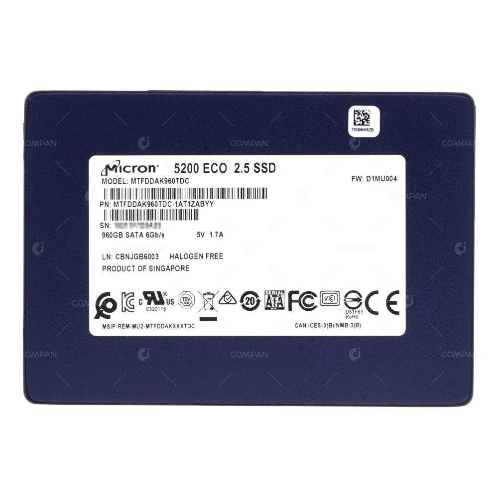 MTFDDAK960TDC MICRON 960GB 6GB 5200 ECO SATA 2.5 SFF SSD CBNJGB6003