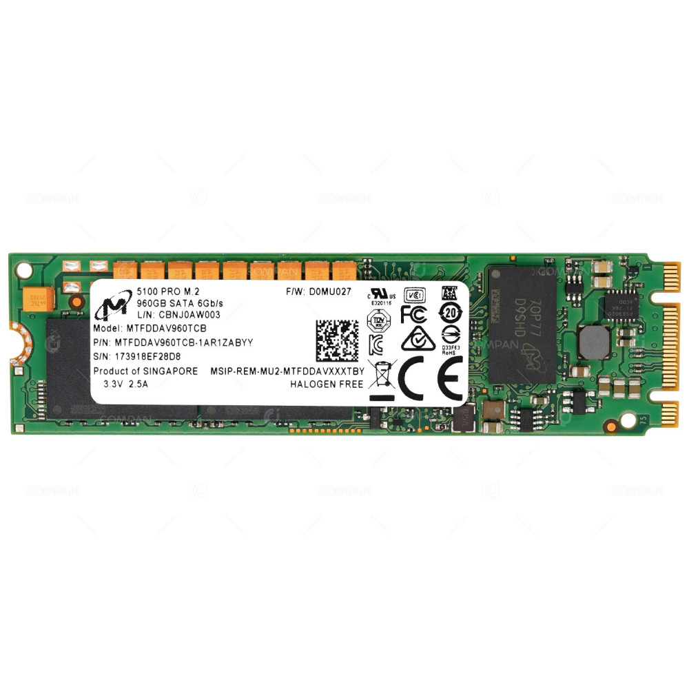 MTFDDAV960TCB MICRON SSD 960GB M.2 SATA 6G 5100 ENTERPRISE TLC 3D NAND