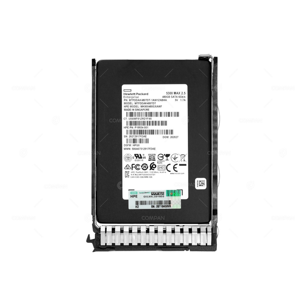 P18477-001 HP SSD 480GB SATA 6G 2.5" SFF FOR HPE PROLIANT DL360 G10 XL450 G10