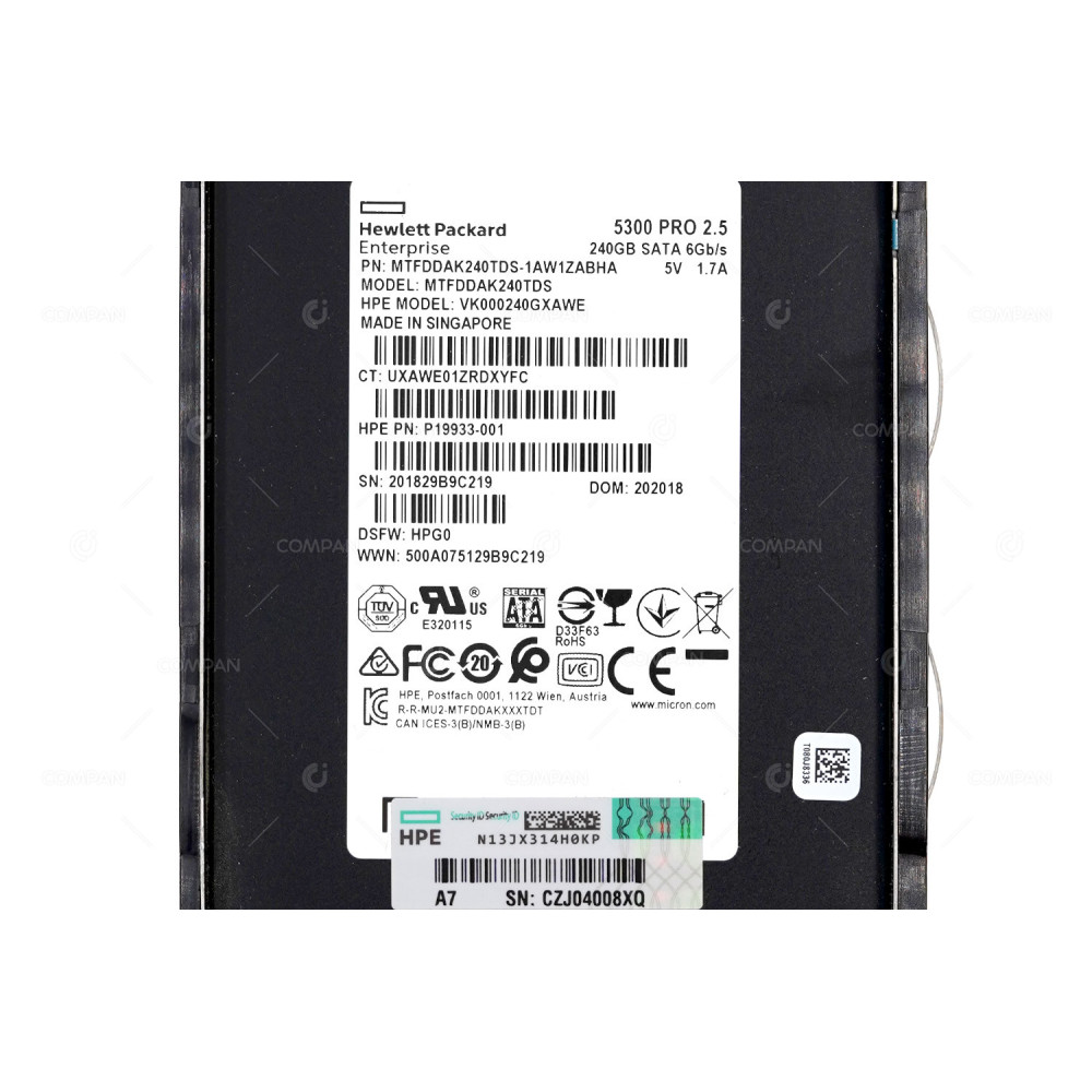 P21080-001 HP SSD 240GB SATA 6G 2.5" SFF FOR HPE PROLIANT G8-G10