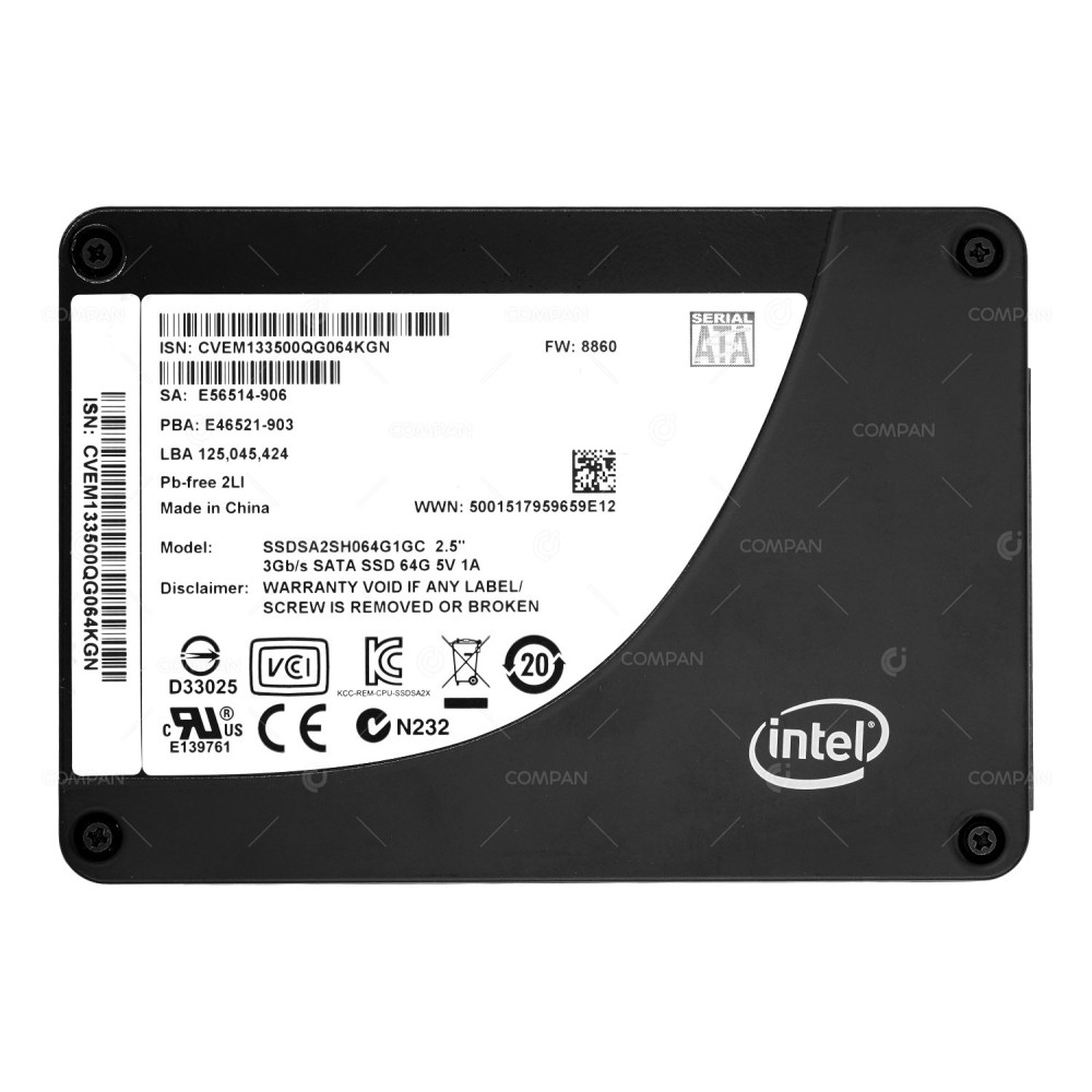 SSDSA2SH064G1GC INTEL 64GB 3G SATA 2.5 SFF SSD E56514-906