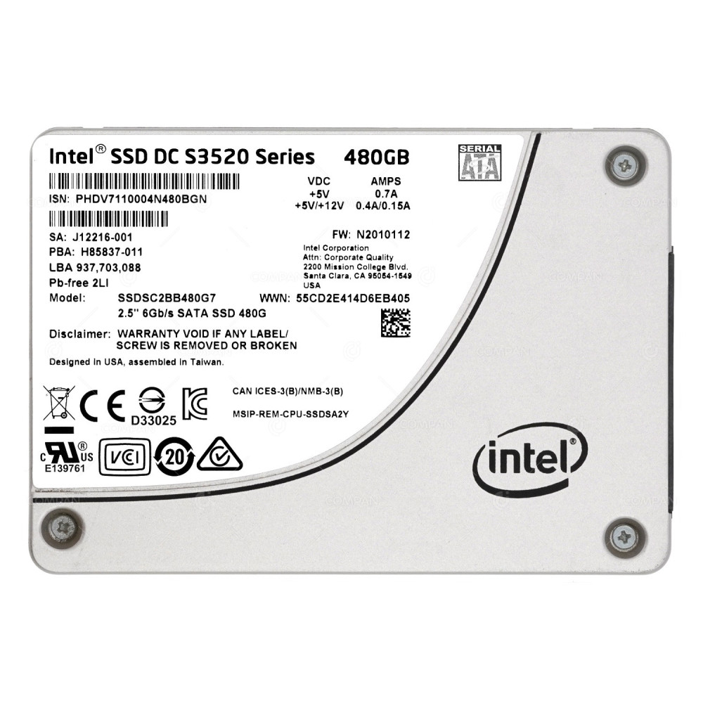SSDSC2BB480G7 INTEL 480GB 6G SATA SSD 2.5 SFF S3520 SERIES J12216-001, H85837-001